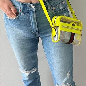 Gucci Ophidia Mini PVC Crossbody Bag Neon Yellow